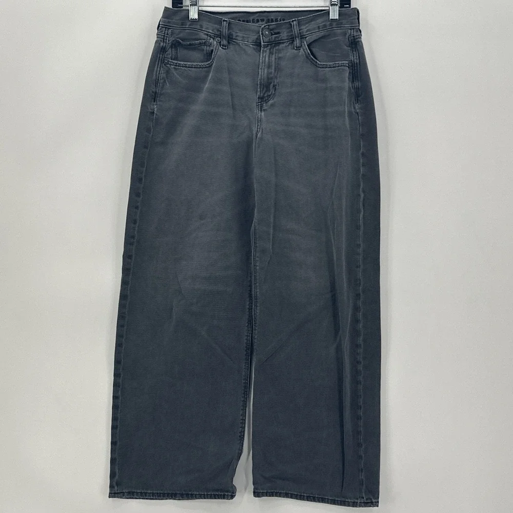 American Eagle Low‎ Rise Baggy Wide-Leg Womens Size 8 Black Jeans Skater 31x29